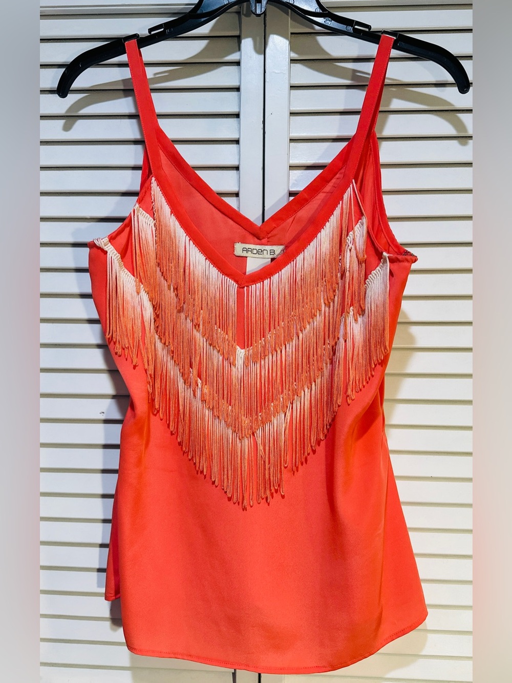 Coral Fringe Tassel Tank Top Boho Festival Concert Sleeveless Blouse Small - Picture 2 of 11